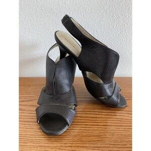 BANDOLINO Womens Sandal Sz 7.5 Black Open Toe 3.5" Stiletto Slingback